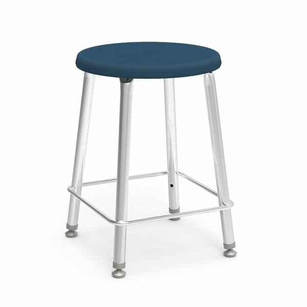 Virco 120 Series 18" Stool, 5th Grade - Adult with Nylon Glides - Navy Seat 12018